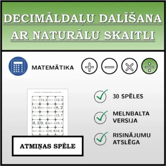 Atmiņas spēle: Decimāldaļu dalīšana ar naturālu skaitli
