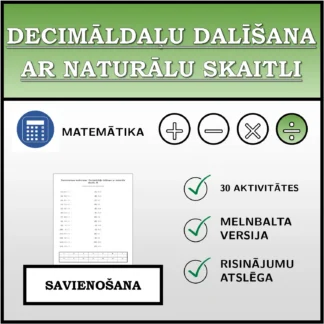 Savienošanas uzdevums: Decimāldaļu dalīšana ar naturālu skaitli