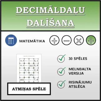 Atmiņas spēle: Decimāldaļu dalīšana