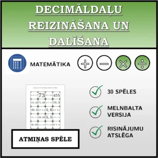 Atmiņas spēle: Decimāldaļu reizināšana un dalīšana