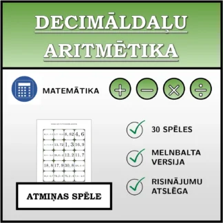 Atmiņas spēle: Decimāldaļu aritmētika