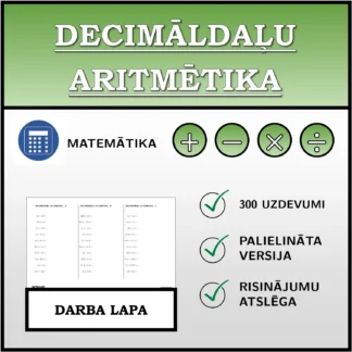 Darba lapa: Decimāldaļu aritmētika