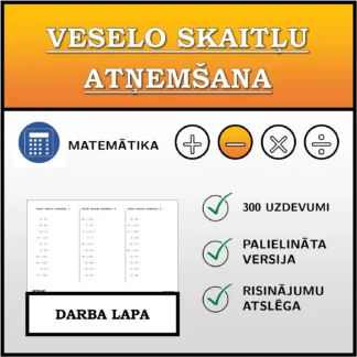 Darba lapa: Veselo skaitļu atņemšana