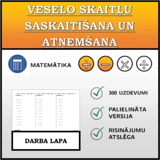 Darba lapa: Veselo skaitļu saskaitīšana un atņemšana