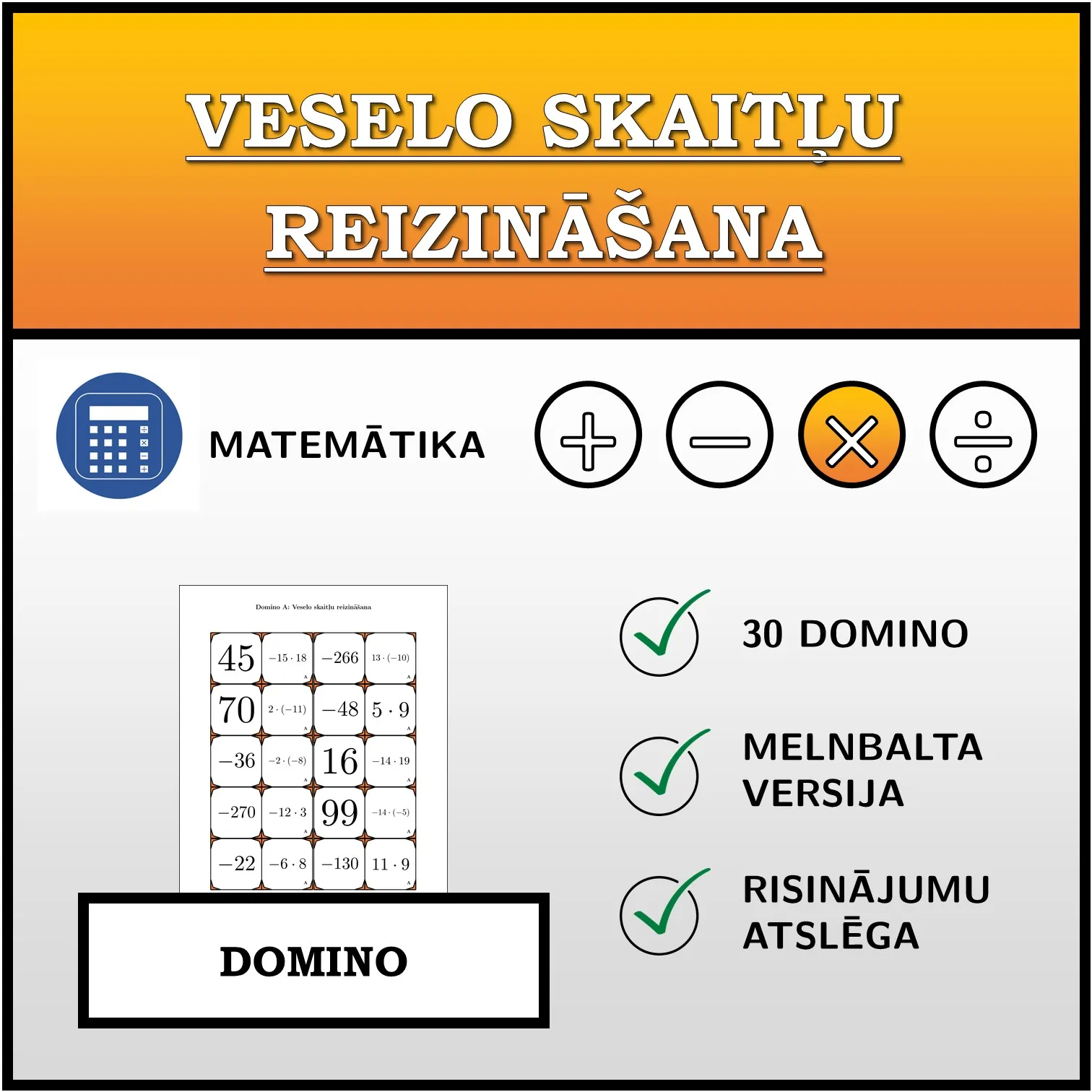 Domino: Veselo skaitļu reizināšana
