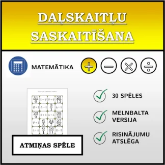 Atmiņas spēle: Daļskaitļu saskaitīšana