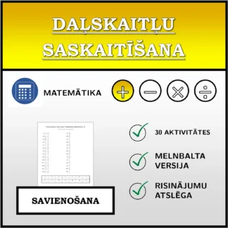 Savienošanas uzdevums: Daļskaitļu saskaitīšana