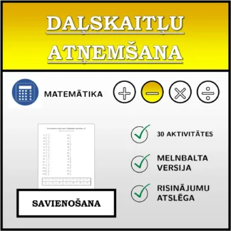 Savienošanas uzdevums: Daļskaitļu atņemšana