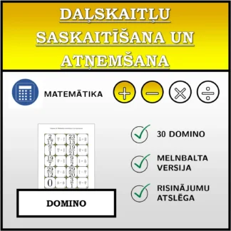Domino: Daļskaitļu saskaitīšana un atņemšana