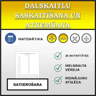Savienošanas uzdevums: Daļskaitļu saskaitīšana un atņemšana