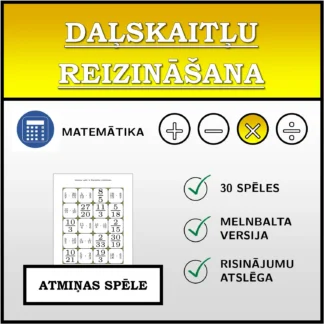 Atmiņas spēle: Daļskaitļu reizināšana