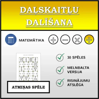 Atmiņas spēle: Daļskaitļu dalīšana