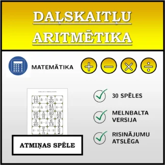 Atmiņas spēle: Daļskaitļu aritmētika