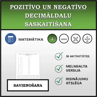 Savienošanas uzdevums: Pozitīvo un negatīvo decimāldaļu saskaitīšana