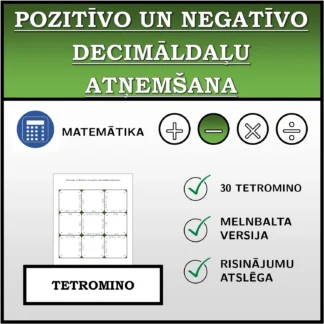 Tetromino: Pozitīvo un negatīvo decimāldaļu atņemšana