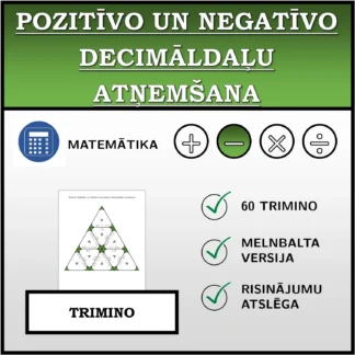 Trimino: Pozitīvo un negatīvo decimāldaļu atņemšana