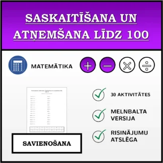 Savienošanas uzdevums: Saskaitīšana un atņemšana līdz 100