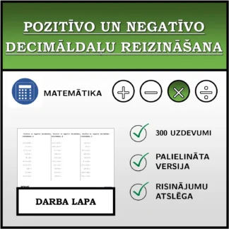 Darba lapa: Pozitīvo un negatīvo decimāldaļu reizināšana