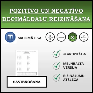 Savienošanas uzdevums: Pozitīvo un negatīvo decimāldaļu reizināšana