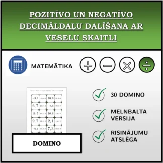 Domino: Pozitīvo un negatīvo decimāldaļu dalīšana ar veselu skaitli