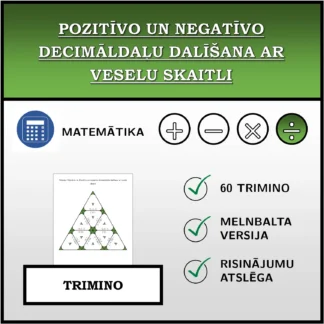 Trimino: Pozitīvo un negatīvo decimāldaļu dalīšana ar veselu skaitli