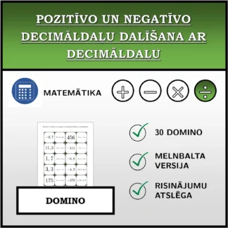 Domino: Pozitīvo un negatīvo decimāldaļu dalīšana ar decimāldaļu