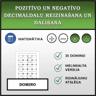Domino: Pozitīvo un negatīvo decimāldaļu reizināšana un dalīšana