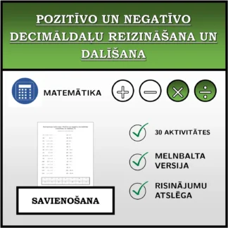 Savienošanas uzdevums: Pozitīvo un negatīvo decimāldaļu reizināšana un dalīšana