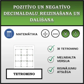 Tetromino: Pozitīvo un negatīvo decimāldaļu reizināšana un dalīšana
