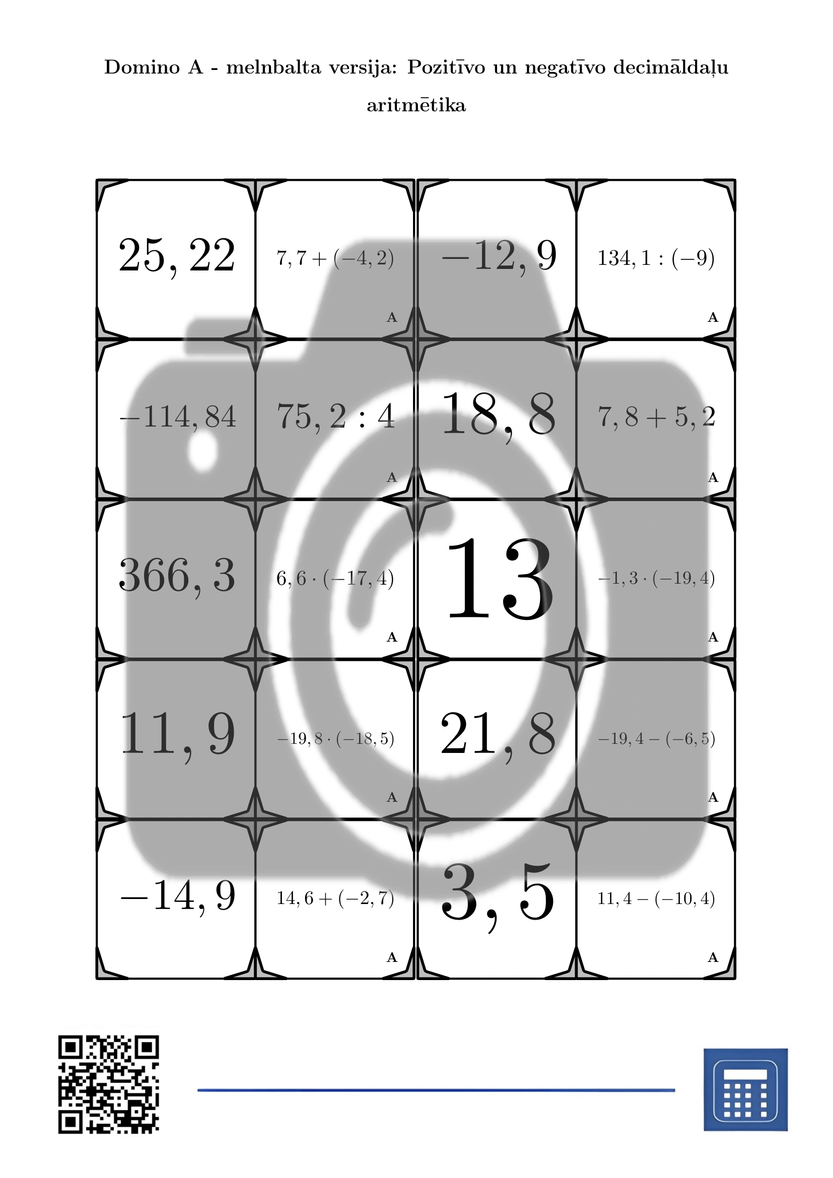 Domino: Pozitīvo un negatīvo decimāldaļu aritmētika - Image 3