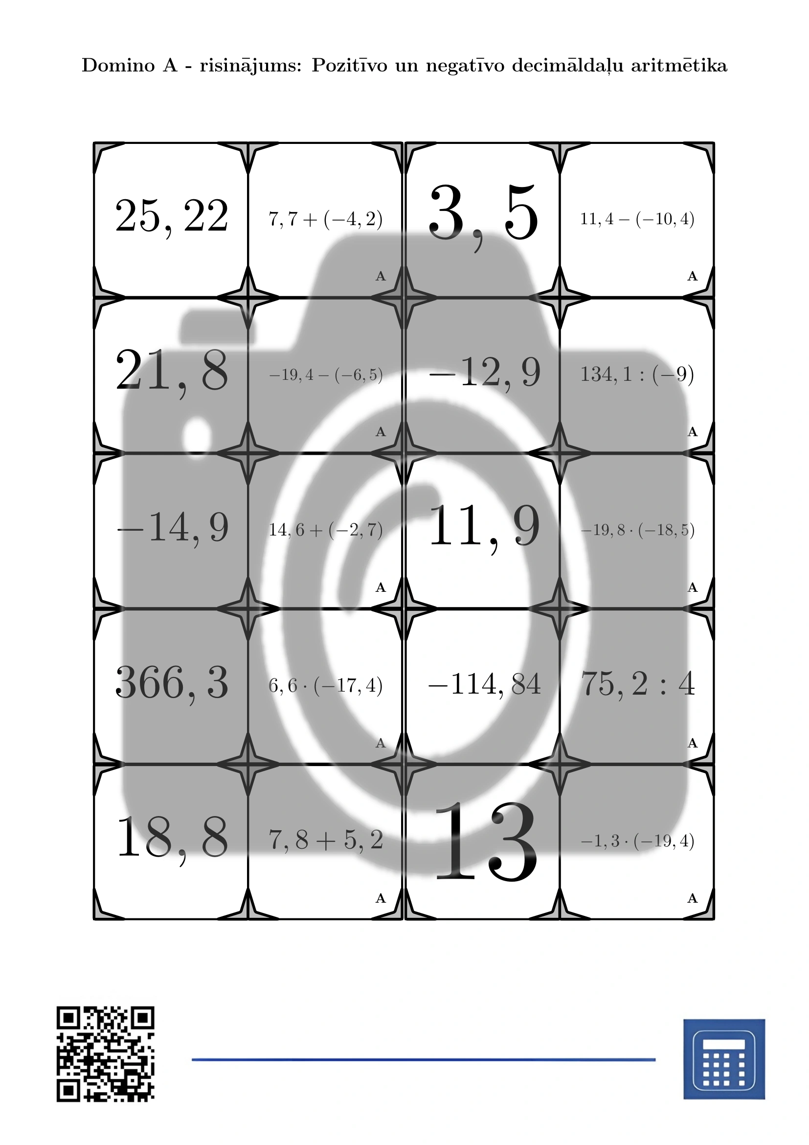 Domino: Pozitīvo un negatīvo decimāldaļu aritmētika - Image 4