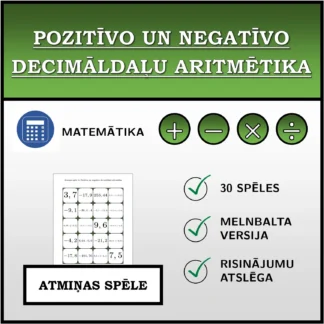 Atmiņas spēle: Pozitīvo un negatīvo decimāldaļu aritmētika