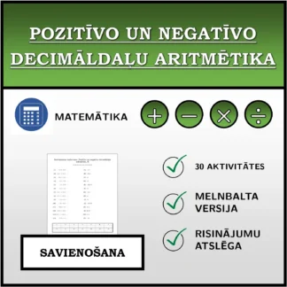 Savienošanas uzdevums: Pozitīvo un negatīvo decimāldaļu aritmētika