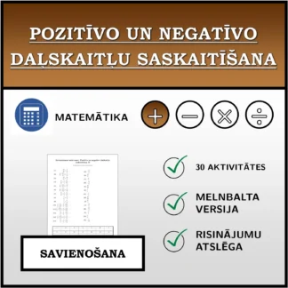 Savienošanas uzdevums: Pozitīvo un negatīvo daļskaitļu saskaitīšana