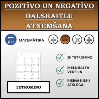 Tetromino: Pozitīvo un negatīvo daļskaitļu atņemšana