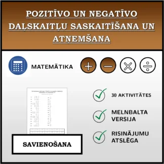 Savienošanas uzdevums: Pozitīvo un negatīvo daļskaitļu saskaitīšana un atņemšana