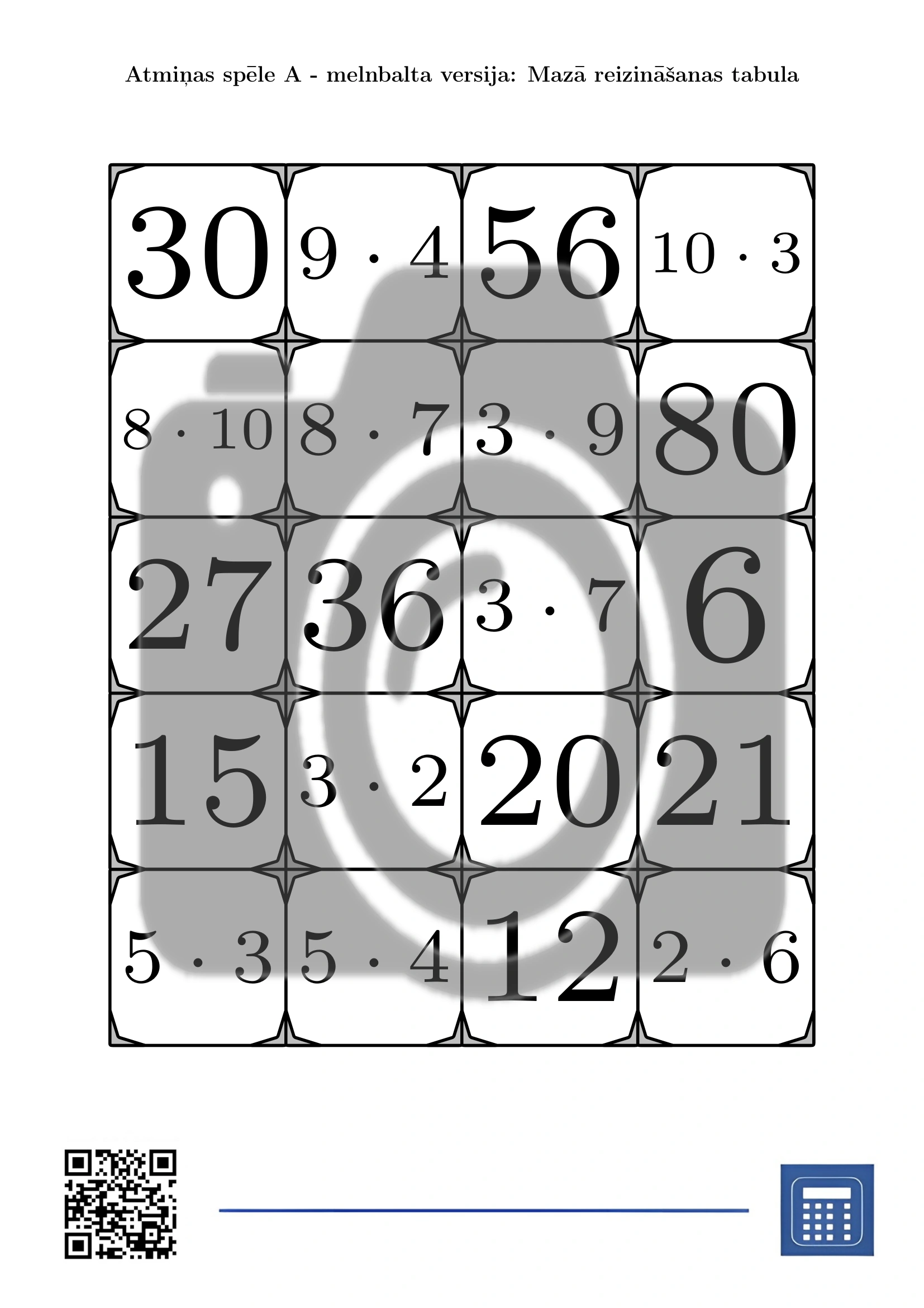 Atmiņas spēle: Mazā reizināšanas tabula - Image 3