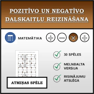 Atmiņas spēle: Pozitīvo un negatīvo daļskaitļu reizināšana