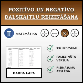 Darba lapa: Pozitīvo un negatīvo daļskaitļu reizināšana