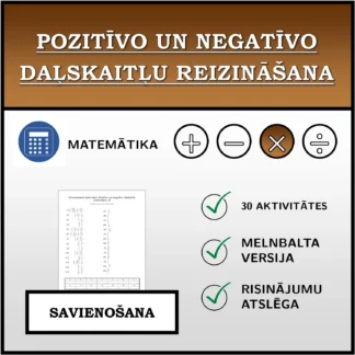 Savienošanas uzdevums: Pozitīvo un negatīvo daļskaitļu reizināšana