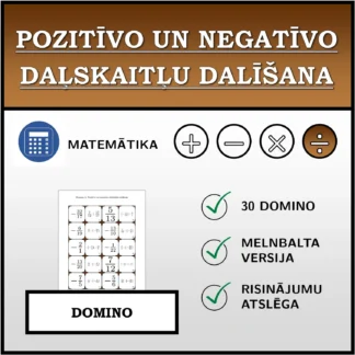 Domino: Pozitīvo un negatīvo daļskaitļu dalīšana