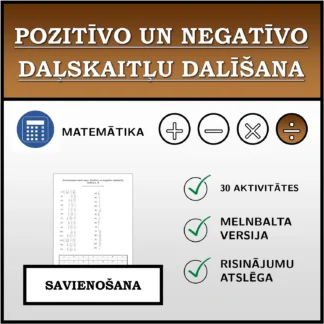Savienošanas uzdevums: Pozitīvo un negatīvo daļskaitļu dalīšana