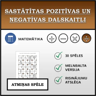 Atmiņas spēle: Sastātītas pozitīvas un negatīvas daļskaitļi
