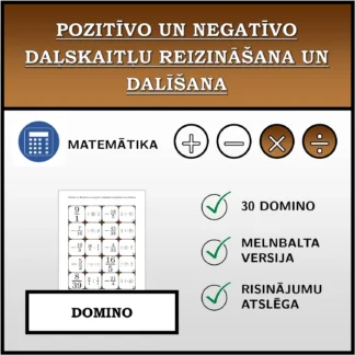 Domino: Pozitīvo un negatīvo daļskaitļu reizināšana un dalīšana