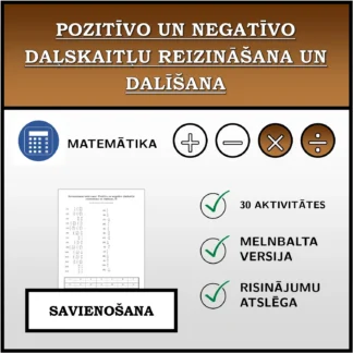 Savienošanas uzdevums: Pozitīvo un negatīvo daļskaitļu reizināšana un dalīšana
