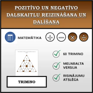 Trimino: Pozitīvo un negatīvo daļskaitļu reizināšana un dalīšana