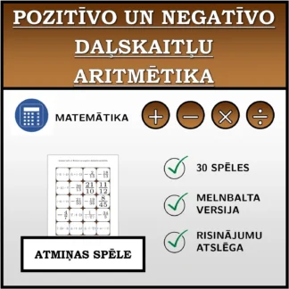 Atmiņas spēle: Pozitīvo un negatīvo daļskaitļu aritmētika
