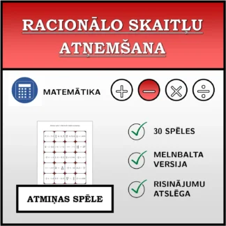 Atmiņas spēle: Racionālo skaitļu atņemšana