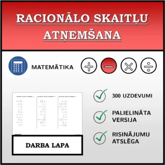 Darba lapa: Racionālo skaitļu atņemšana
