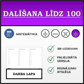 Darba lapa: Dalīšana līdz 100